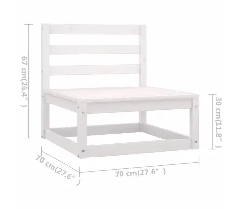 8-Daļīgs Dārza Atpūtas Mēbeļu Komplekts, Balts Priedes Koks Vidaxl