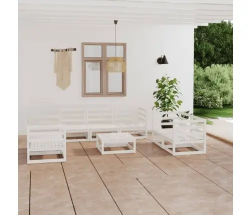 8-Daļīgs Dārza Atpūtas Mēbeļu Komplekts, Balts Priedes Koks Vidaxl