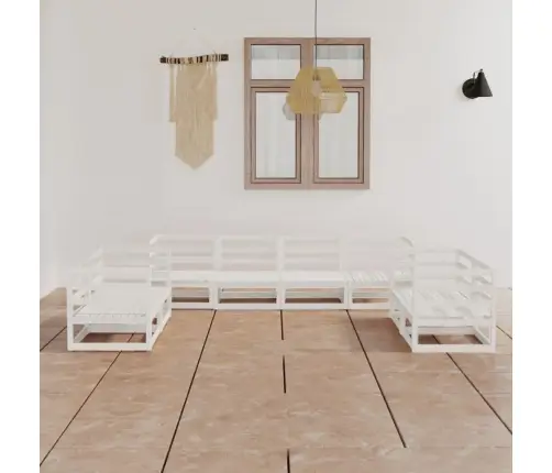 8-Daļīgs Dārza Atpūtas Mēbeļu Komplekts, Balts Priedes Koks Vidaxl