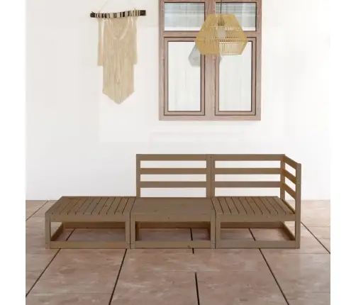 3-Daļīgs Dārza Atpūtas Mēbeļu Komplekts, Brūns Priedes Koks Vidaxl