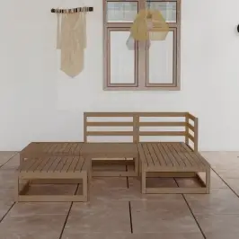 Sodo Poilsio Baldų Komplektas, 5 Dalių, Medaus Rudas, Pušis
