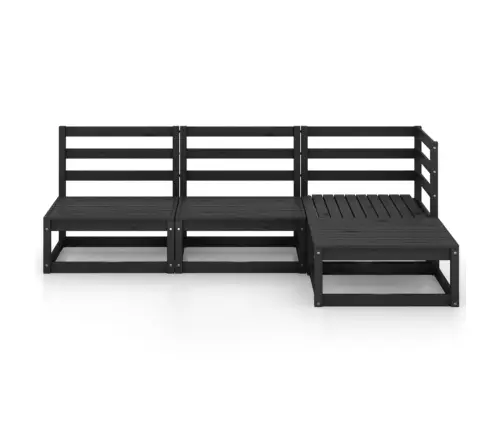 4-Daļīgs Dārza Atpūtas Mēbeļu Komplekts, Melns Priedes Koks Vidaxl