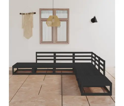 7-Osaline Aiamööblikomplekt, Must, Toekas Männipuit