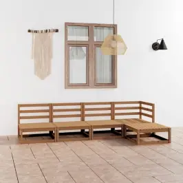 Sodo Poilsio Baldų Komplektas, 5 Dalių, Medaus Rudas, Pušis