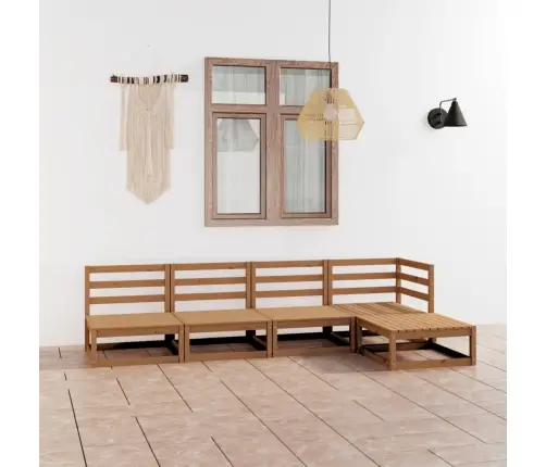 Sodo Poilsio Baldų Komplektas, 5 Dalių, Medaus Rudas, Pušis