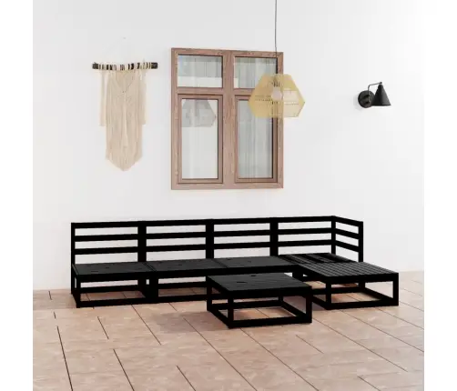 6-Osaline Aiamööblikomplekt, Must, Toekas Männipuit