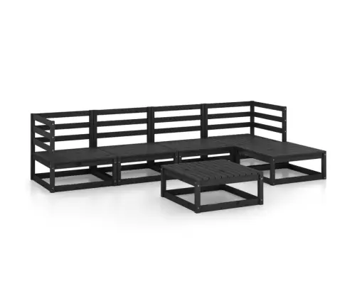 6-Daļīgs Dārza Atpūtas Mēbeļu Komplekts, Melns, Priedes Koks Vidaxl