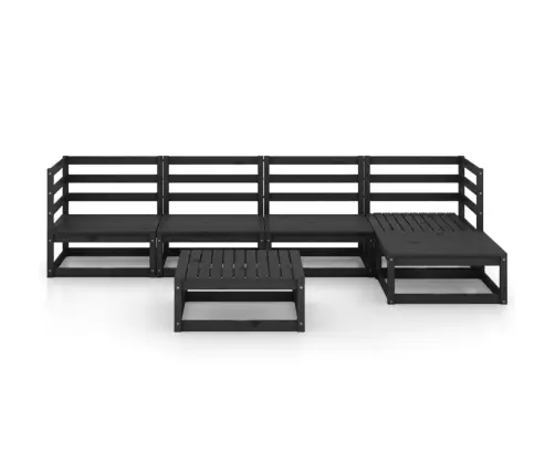 6-Daļīgs Dārza Atpūtas Mēbeļu Komplekts, Melns, Priedes Koks Vidaxl