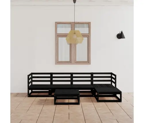 6-Daļīgs Dārza Atpūtas Mēbeļu Komplekts, Melns, Priedes Koks Vidaxl