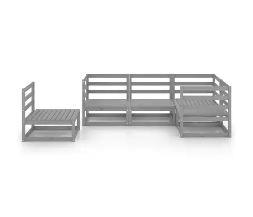 Sodo Poilsio Baldų Komplektas, 5 Dalių, Pilkas, Pušies Masyvas