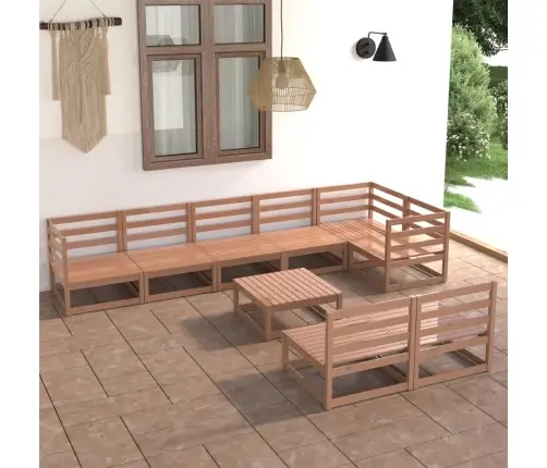 9-Daļīgs Dārza Atpūtas Mēbeļu Komplekts, Brūns Priedes Koks Vidaxl