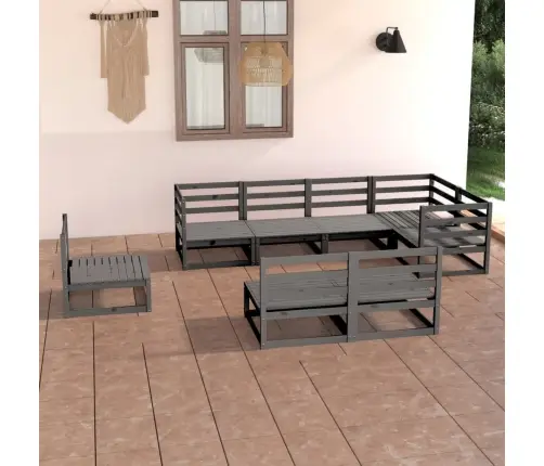 8-Osaline Aiamööbli Komplekt, Hall, Männipuit