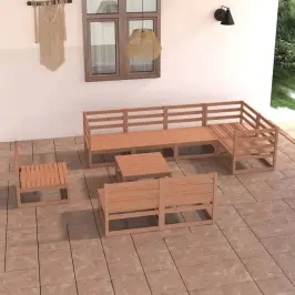 9-Daļīgs Dārza Atpūtas Mēbeļu Komplekts, Brūns Priedes Koks Vidaxl