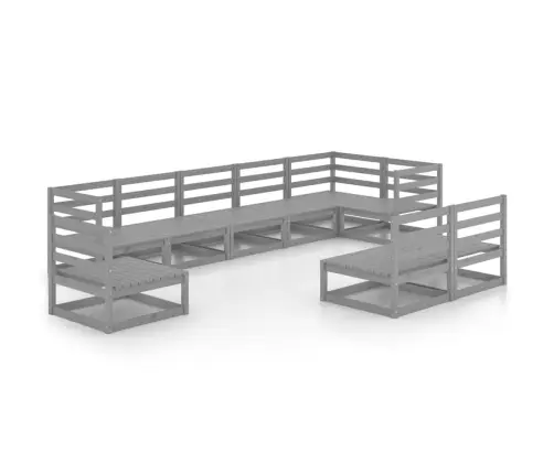 9-Daļīgs Dārza Atpūtas Mēbeļu Komplekts, Pelēks, Priedes Koks Vidaxl