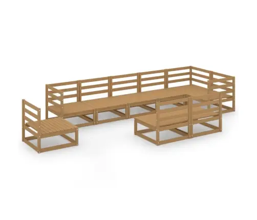 Sodo Poilsio Komplektas, 9 Dalių, Medaus Rudas, Pušies Masyvas