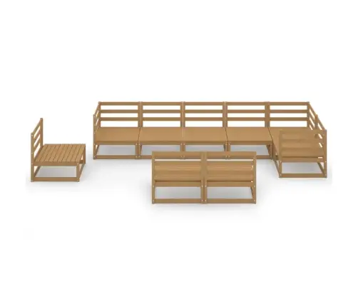 Sodo Poilsio Komplektas, 9 Dalių, Medaus Rudas, Pušies Masyvas