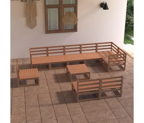 Sodo Poilsio Baldų Komplektas, 10 Dalių, Rudas, Pušies Masyvas