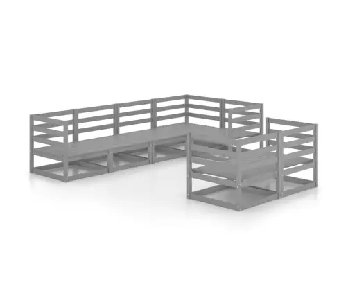 7-Daļīgs Dārza Atpūtas Mēbeļu Komplekts, Pelēks, Priedes Koks Vidaxl