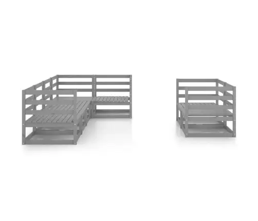 7-Daļīgs Dārza Atpūtas Mēbeļu Komplekts, Pelēks, Priedes Koks Vidaxl