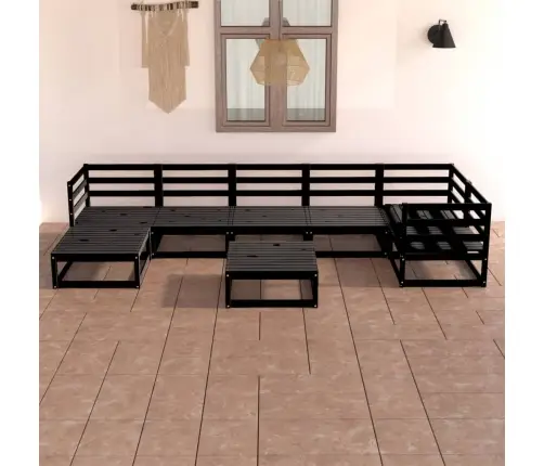 8-Osaline Aiamööblikomplekt, Must, Toekas Männipuit