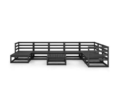 9-Osaline Aiamööbli Komplekt, Must, Männipuit