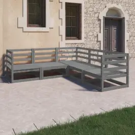 5-Daļīgs Dārza Atpūtas Mēbeļu Komplekts, Pelēks Priedes Koks Vidaxl