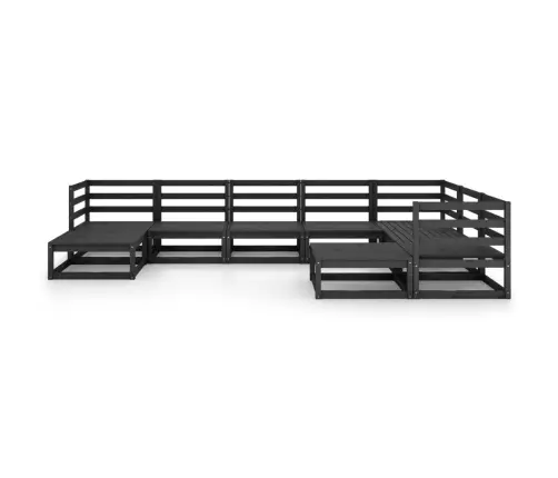 9-Daļīgs Dārza Atpūtas Mēbeļu Komplekts, Melns Priedes Koks Vidaxl