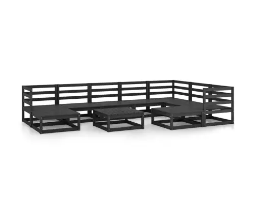 10-Osaline Aiamööblikomplekt, Must, Männipuit