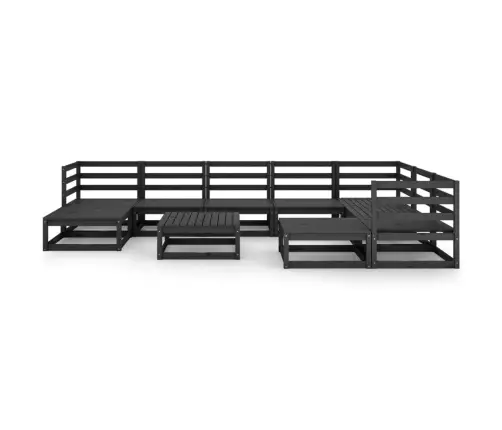 10-Osaline Aiamööblikomplekt, Must, Männipuit