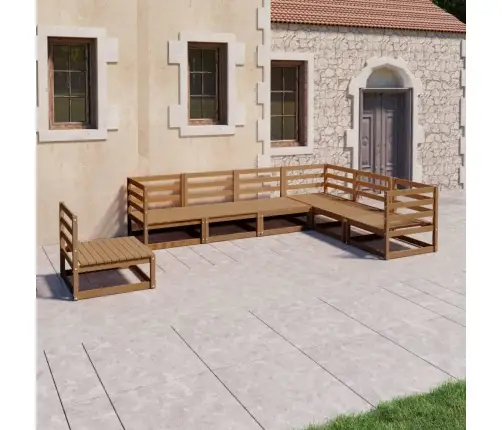 7-Daļīgs Dārza Atpūtas Mēbeļu Komplekts, Brūns Priedes Koks Vidaxl