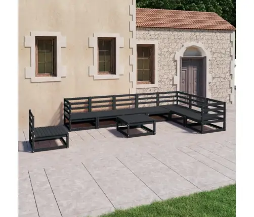 9-Osaline Aiamööblikomplekt, Must Männipuit