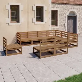 9-Daļīgs Dārza Atpūtas Mēbeļu Komplekts, Brūns Priedes Koks Vidaxl