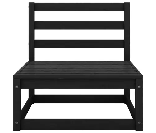 Sodo Poilsio Baldų Komplektas, 9 Dalių, Juodas, Pušies Masyvas