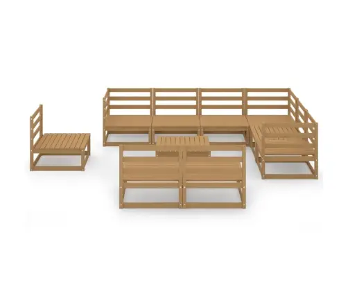 10-Daļīgs Dārza Atpūtas Mēbeļu Komplekts, Brūns Priedes Koks Vidaxl