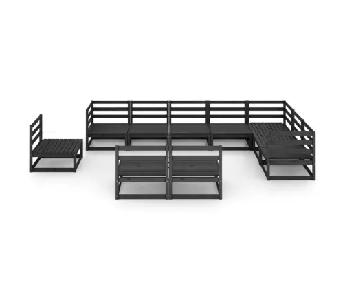 10-Daļīgs Dārza Atpūtas Mēbeļu Komplekts, Melns, Priedes Koks Vidaxl