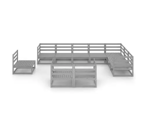 10-Osaline Aiamööbli Komplekt, Hall, Männipuit