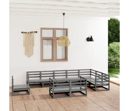 10-Osaline Aiamööbli Komplekt, Hall, Männipuit