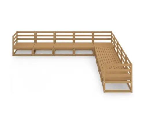 Sodo Poilsio Baldų Komplektas, 9 Dalių, Rudas, Pušies Masyvas