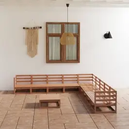 10-Daļīgs Dārza Atpūtas Mēbeļu Komplekts, Brūns Priedes Koks Vidaxl