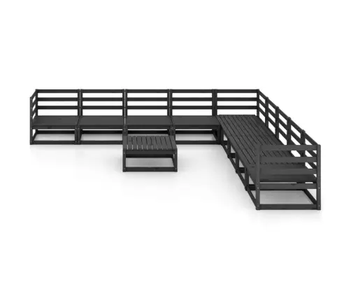 10-Osaline Aiamööblikomplekt, Must, Männipuit