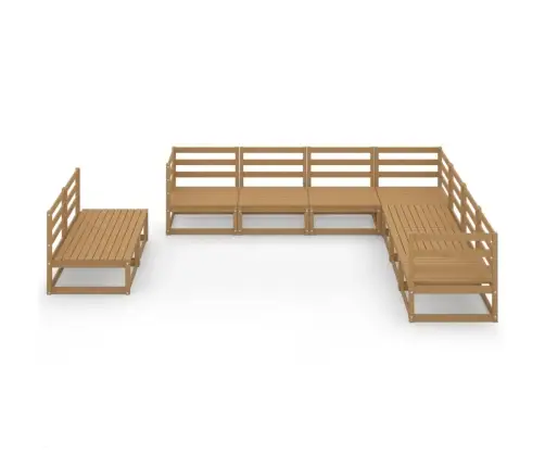 9-Daļīgs Dārza Atpūtas Mēbeļu Komplekts, Brūns Priedes Koks Vidaxl