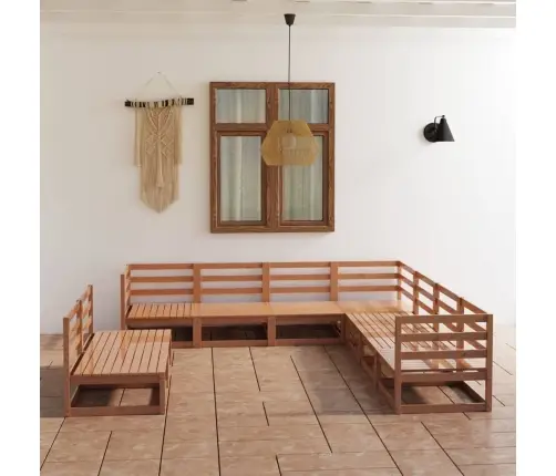 9-Daļīgs Dārza Atpūtas Mēbeļu Komplekts, Brūns Priedes Koks Vidaxl