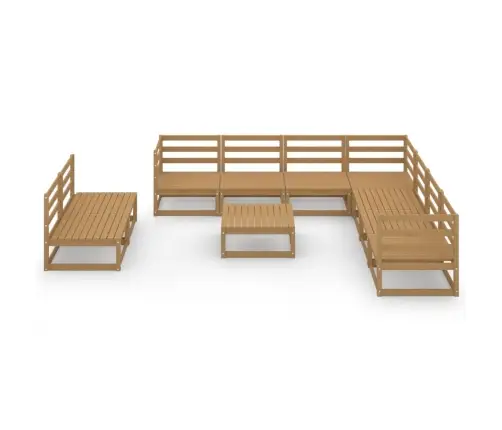 10-Daļīgs Dārza Atpūtas Mēbeļu Komplekts, Brūns Priedes Koks Vidaxl