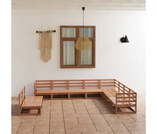 10-Daļīgs Dārza Atpūtas Mēbeļu Komplekts, Brūns Priedes Koks Vidaxl