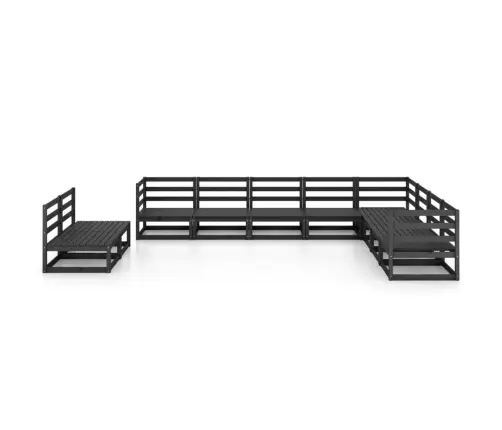 10-Daļīgs Dārza Atpūtas Mēbeļu Komplekts, Melns, Priedes Koks Vidaxl 10-Daļīgs Dārza Atpūtas Mēbeļu Komplekts, Melns, Priedes Koks Vidaxl