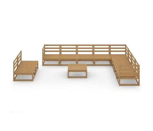 Sodo Poilsio Baldų Komplektas, 11 Dalių, Rudas, Pušies Masyvas