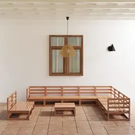 11-Daļīgs Dārza Atpūtas Mēbeļu Komplekts, Brūns Priedes Koks Vidaxl