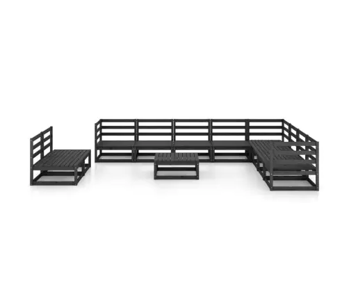 11-Daļīgs Dārza Atpūtas Mēbeļu Komplekts, Melns Priedes Koks Vidaxl