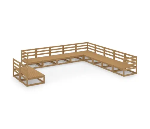 Sodo Poilsio Baldų Komplektas, 11 Dalių, Rudas, Pušies Masyvas