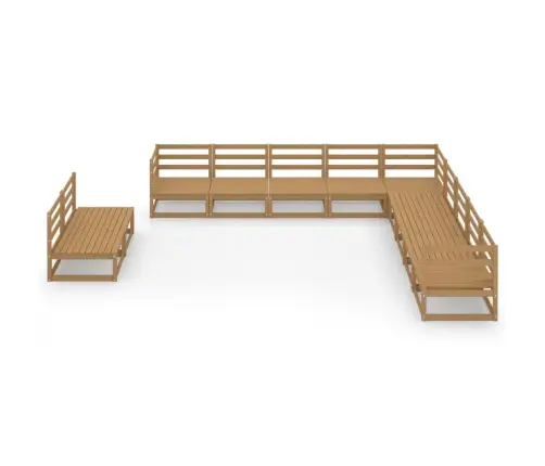 Sodo Poilsio Baldų Komplektas, 11 Dalių, Rudas, Pušies Masyvas